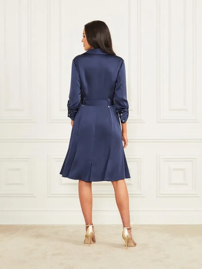 Dresses and Jumpsuits GUESS Women Victoria Belted Shirt Dress Secret Blue Dresses and Jumpsuits GUESS Women Victoria Belted Shirt Dress Secret Blue