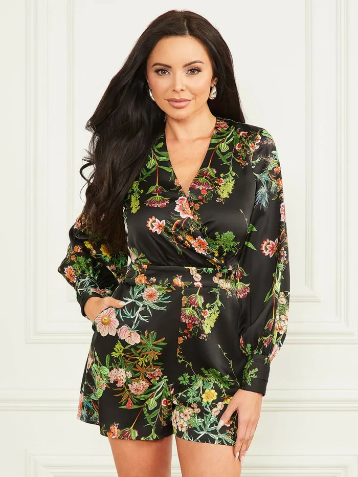 Dresses and Jumpsuits Jolie Floral Romper Black Beauty Print GUESS Women Dresses and Jumpsuits Jolie Floral Romper Black Beauty Print GUESS Women