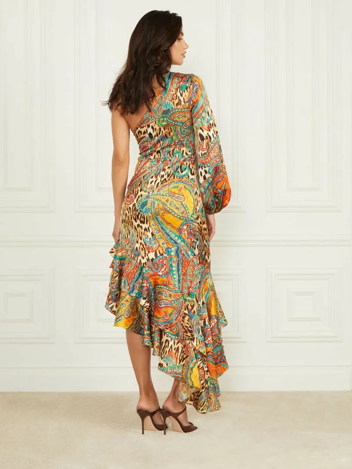 Dresses and Jumpsuits Women GUESS Tricia Ruffle Dress Phoenix Rising Print Dresses and Jumpsuits Women GUESS Tricia Ruffle Dress Phoenix Rising Print