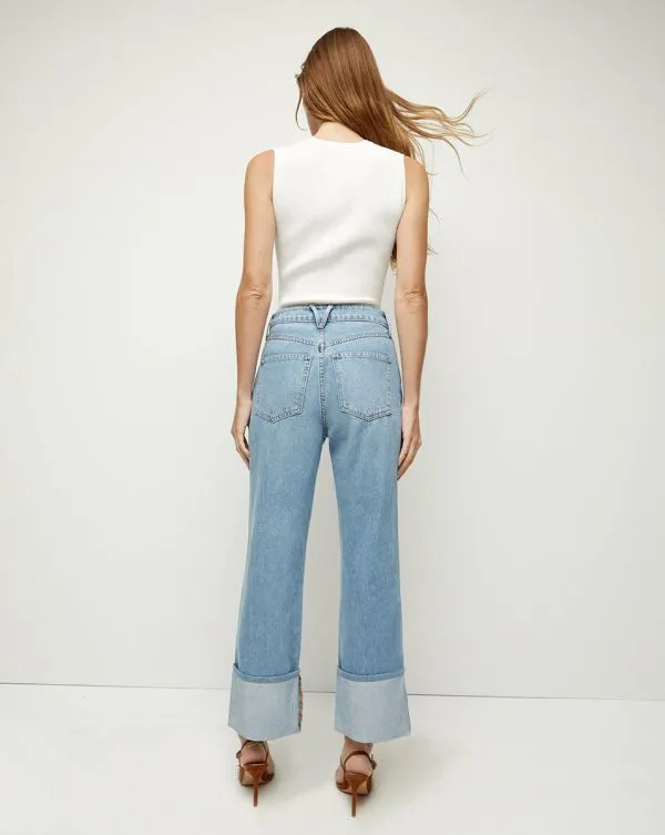 Dylan Cuffed StraightLeg Jean Silverwood Blue Women Veronica Beard Jeans Dylan Cuffed StraightLeg Jean Silverwood Blue Women Veronica Beard Jeans