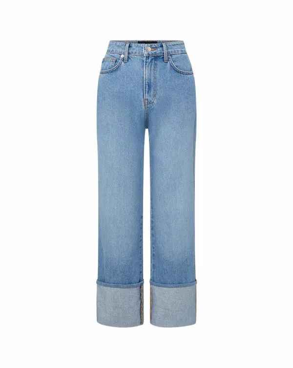 Dylan Cuffed StraightLeg Jean Silverwood Blue Women Veronica Beard Jeans Dylan Cuffed StraightLeg Jean Silverwood Blue Women Veronica Beard Jeans