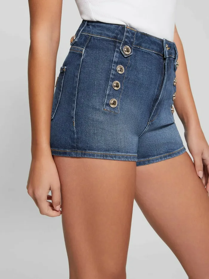 Eco Clash Denim Shorts Denali Indigo Bottoms GUESS Women Eco Clash Denim Shorts Denali Indigo Bottoms GUESS Women