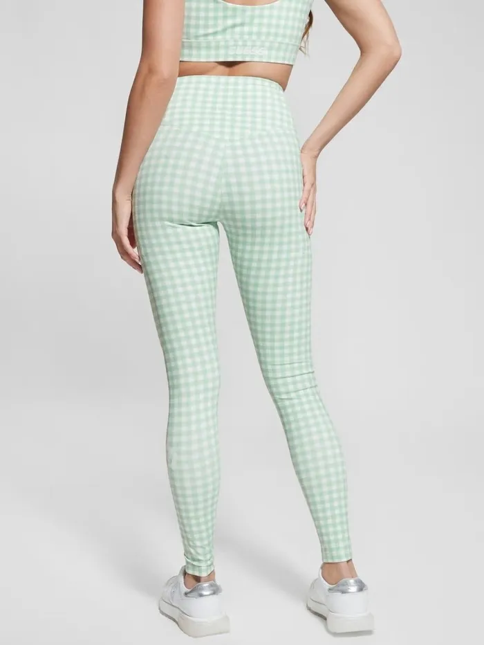 Eco Davina Printed Leggings Aqua And White Vichy Activewear GUESS Women Eco Davina Printed Leggings Aqua And White Vichy Activewear GUESS Women