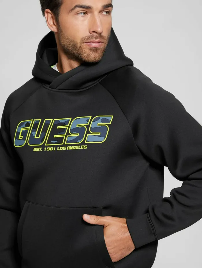 Eco Derych Hooded Sweatshirt Black Hoodies and Sweaters GUESS Men