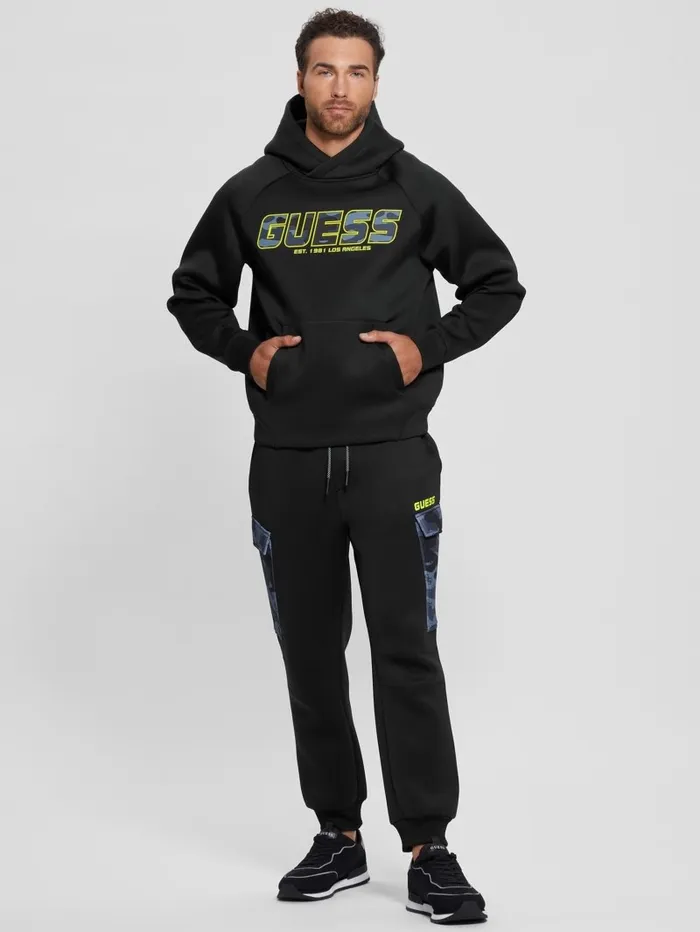 Eco Derych Hooded Sweatshirt Black Hoodies and Sweaters GUESS Men Eco Derych Hooded Sweatshirt Black Hoodies and Sweaters GUESS Men