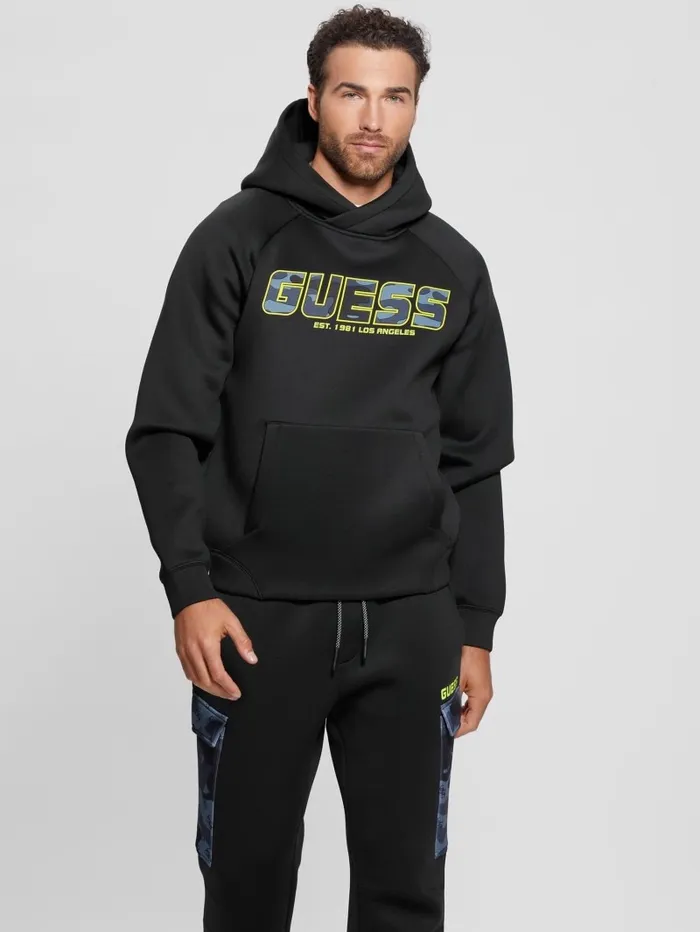 Eco Derych Hooded Sweatshirt Black Hoodies and Sweaters GUESS Men Eco Derych Hooded Sweatshirt Black Hoodies and Sweaters GUESS Men