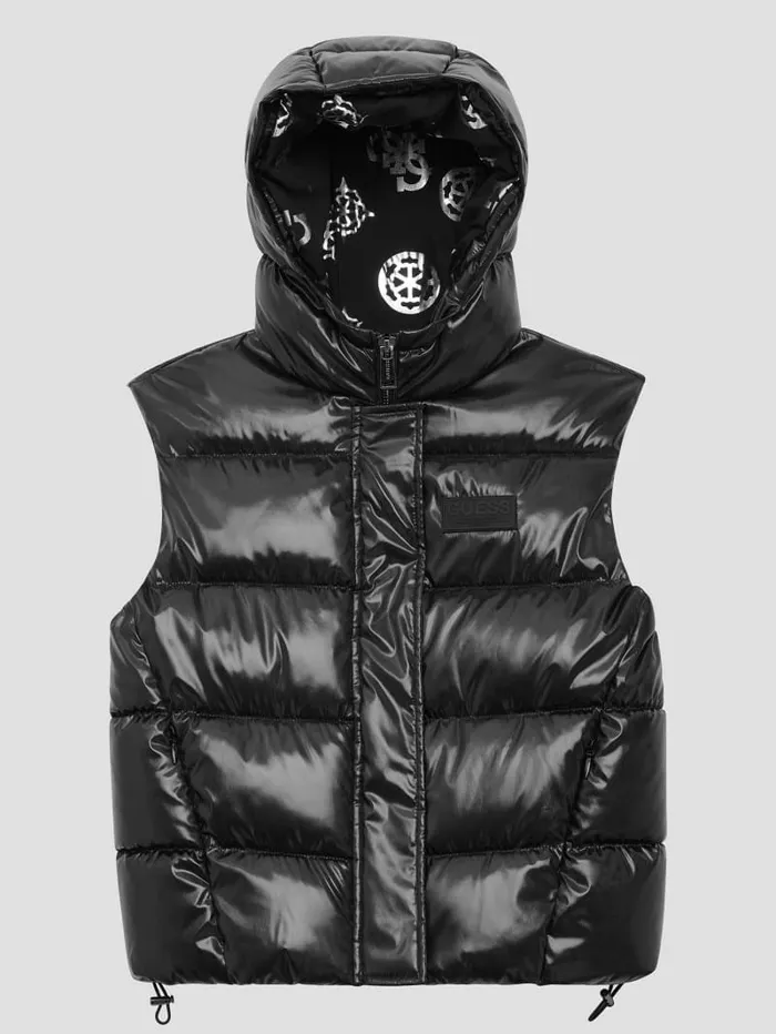 Eco Noemi Quilted Vest Jet Black Multi Women Jackets and Coats GUESS Eco Noemi Quilted Vest Jet Black Multi Women Jackets and Coats GUESS