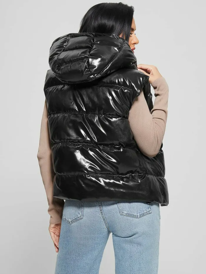 Eco Noemi Quilted Vest Jet Black Multi Women Jackets and Coats GUESS Eco Noemi Quilted Vest Jet Black Multi Women Jackets and Coats GUESS