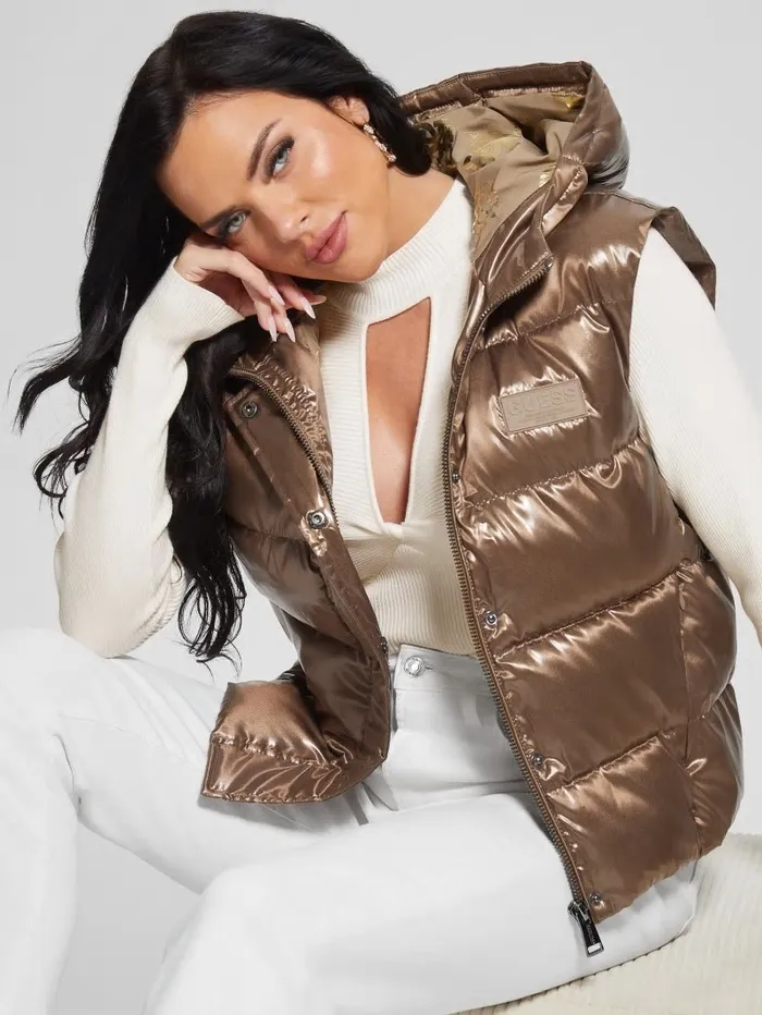 Eco Noemi Quilted Vest Toasted Taupe Multi Jackets and Coats GUESS Women