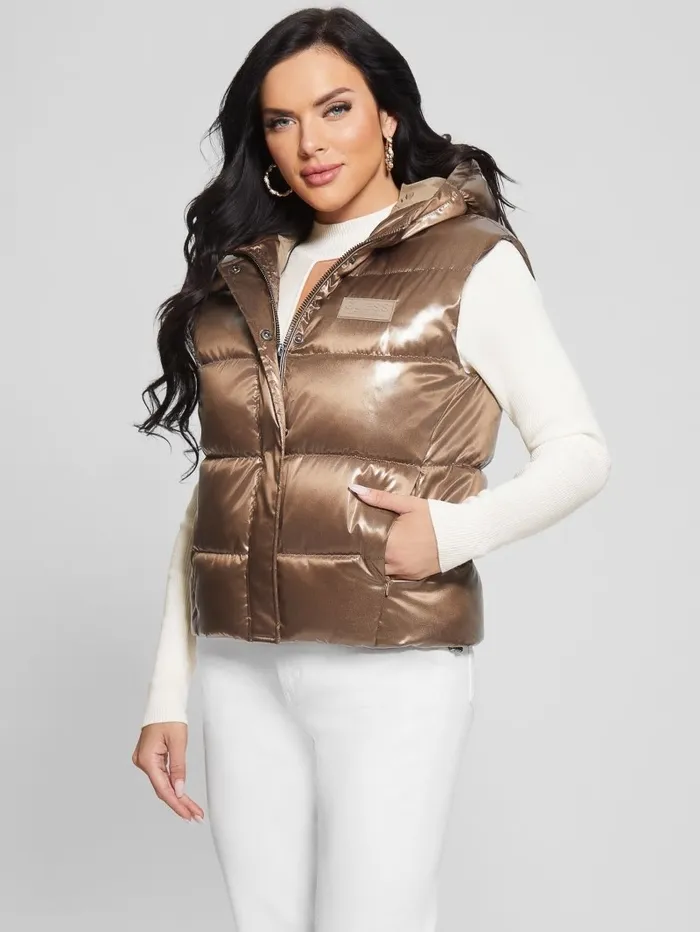 Eco Noemi Quilted Vest Toasted Taupe Multi Jackets and Coats GUESS Women Eco Noemi Quilted Vest Toasted Taupe Multi Jackets and Coats GUESS Women