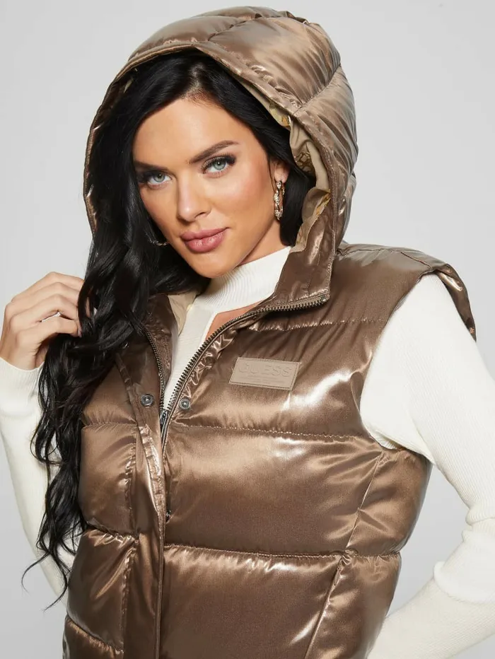 Eco Noemi Quilted Vest Toasted Taupe Multi Jackets and Coats GUESS Women Eco Noemi Quilted Vest Toasted Taupe Multi Jackets and Coats GUESS Women