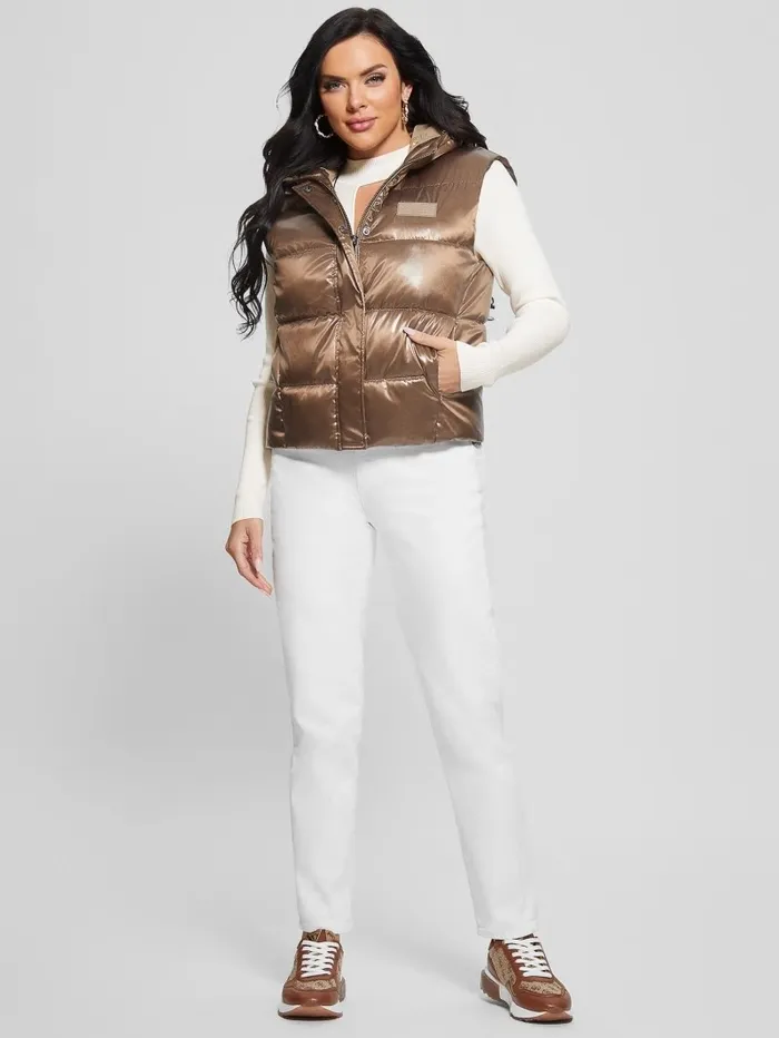 Eco Noemi Quilted Vest Toasted Taupe Multi Jackets and Coats GUESS Women Eco Noemi Quilted Vest Toasted Taupe Multi Jackets and Coats GUESS Women