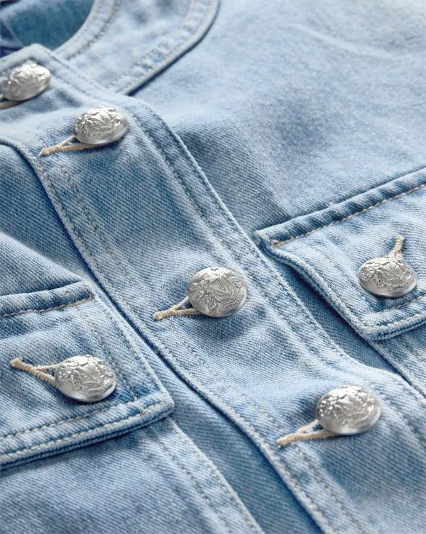 Elias Denim Short Sleeve Jacket Silverwood Blue Women Veronica Beard Jackets and Outerwear Elias Denim Short Sleeve Jacket Silverwood Blue Women Veronica Beard Jackets and Outerwear