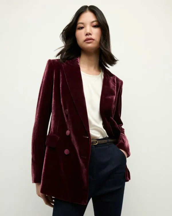 Ellette Velvet Dickey Jacket Wine Women Veronica Beard Jackets and Outerwear