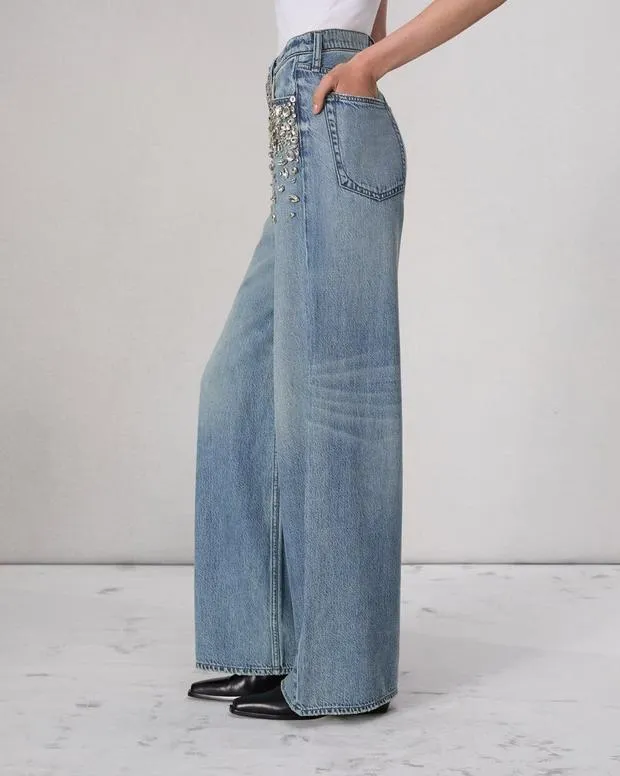 FeatherweightWideLeg and BarrelJeans rag and bone Women Featherweight Sofie WideLeg Jean Mali With Jewels
