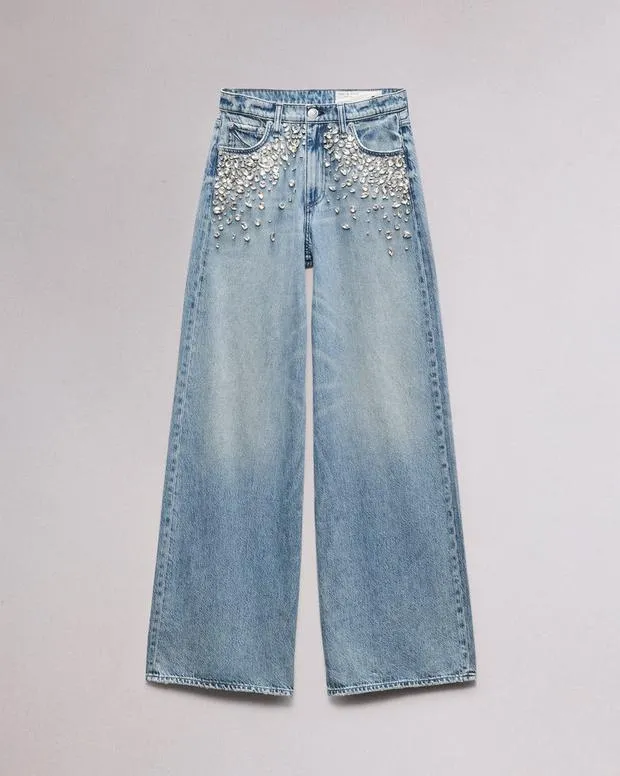 FeatherweightWideLeg and BarrelJeans rag and bone Women Featherweight Sofie WideLeg Jean Mali With Jewels