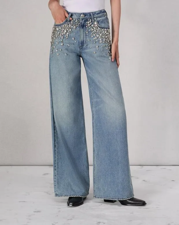 FeatherweightWideLeg and BarrelJeans rag and bone Women Featherweight Sofie WideLeg Jean Mali With Jewels