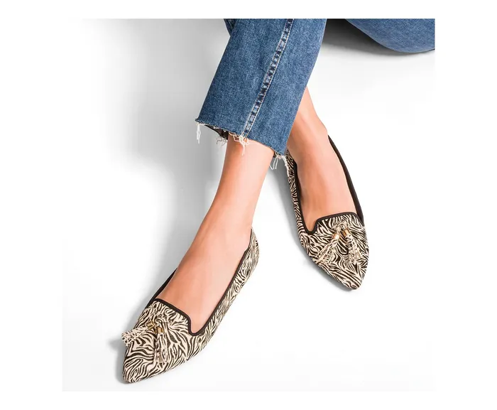 Flats and SlipOns Sadie Tassel SlipOn Zebra Calf Hair Hush Puppies Women Flats and SlipOns Sadie Tassel SlipOn Zebra Calf Hair Hush Puppies Women