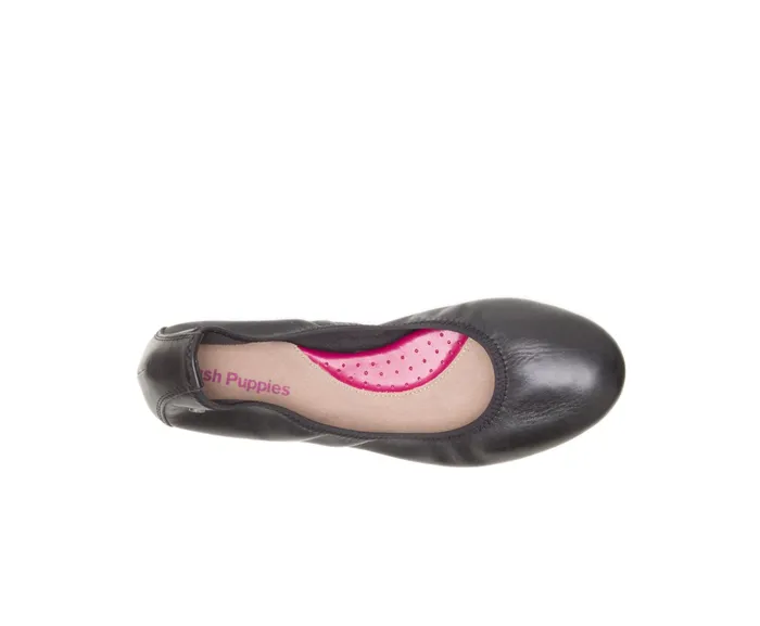 Flats and SlipOns Women Chaste Ballet Black Leather Hush Puppies
