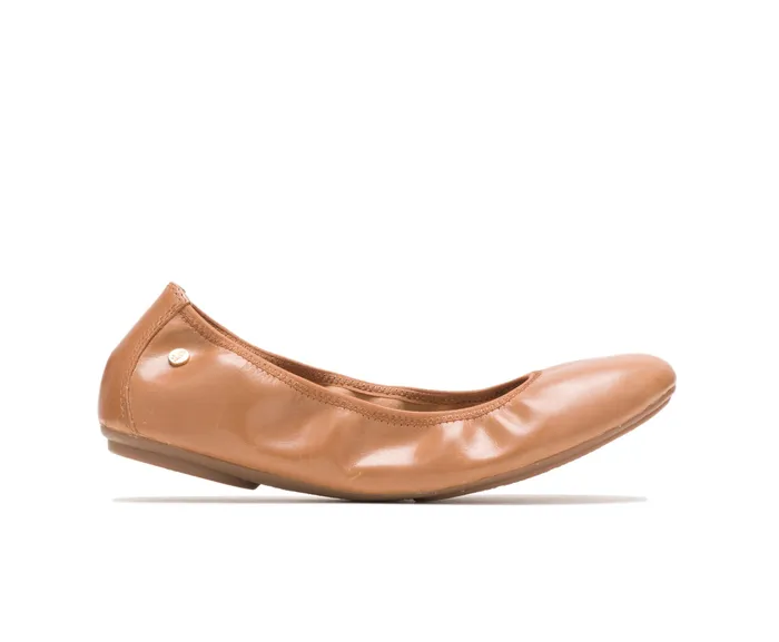 Flats and SlipOns Women Hush Puppies Chaste Ballet Cognac Leather