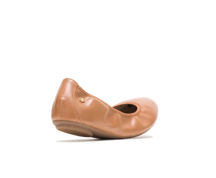 Flats and SlipOns Women Hush Puppies Chaste Ballet Cognac Leather