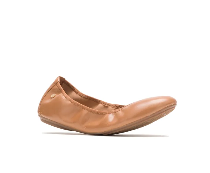 Flats and SlipOns Women Hush Puppies Chaste Ballet Cognac Leather