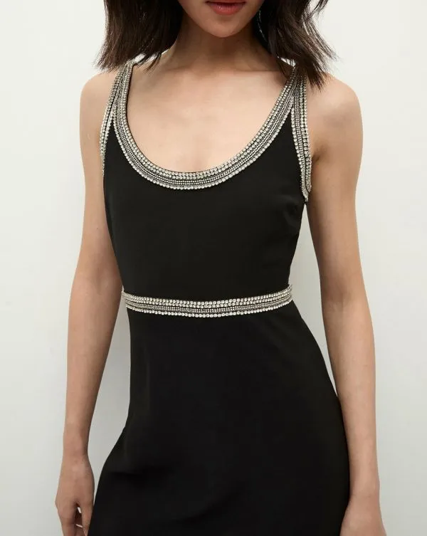 Flores BeadTrim Maxi Dress Black Women Veronica Beard Dresses