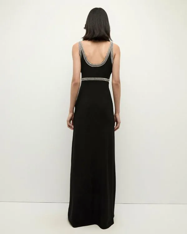 Flores BeadTrim Maxi Dress Black Women Veronica Beard Dresses