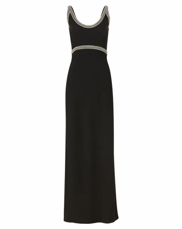 Flores BeadTrim Maxi Dress Black Women Veronica Beard Dresses