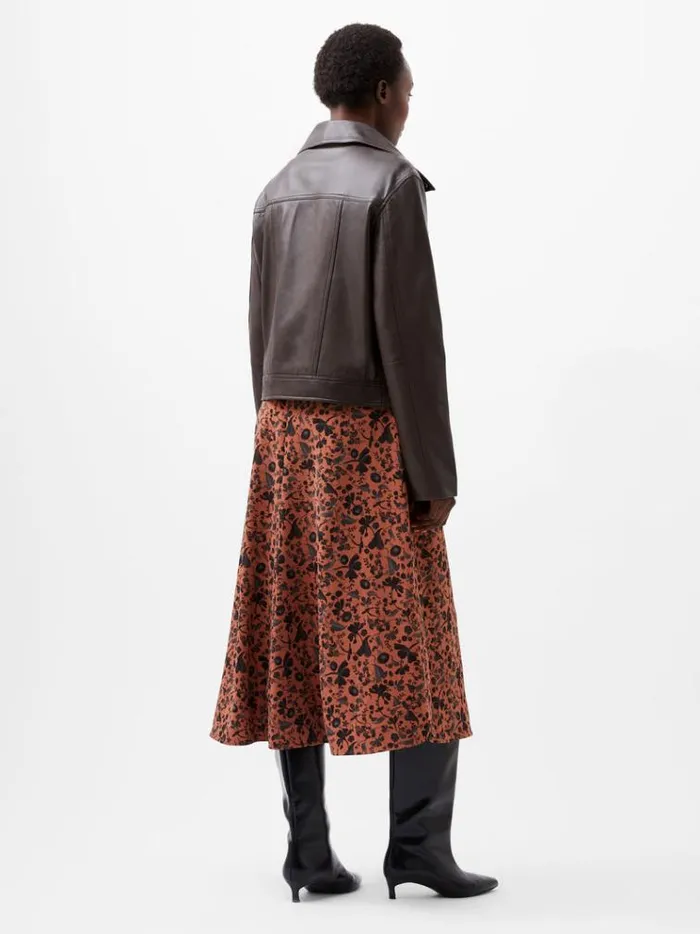 French Connection Coats and Jackets Becket Leather Military Jacket Chocolate Ganache 8211 Woman