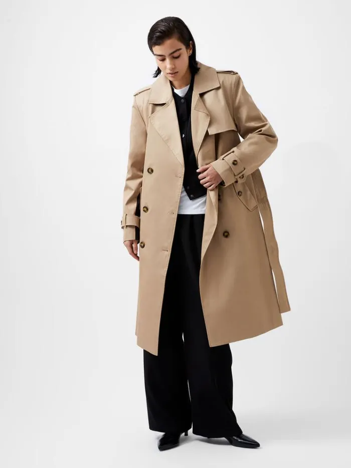 French Connection Coats and Jackets Coco Twill Trench Coat Autumn Camel 8211 Woman
