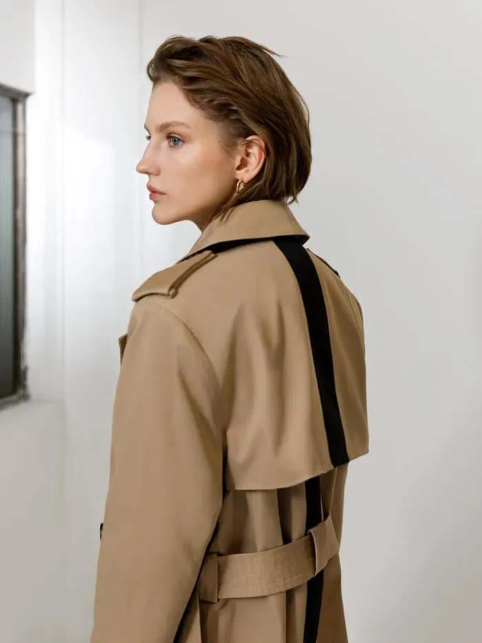 French Connection Coats and Jackets Coco Twill Trench Coat Autumn Camel 8211 Woman