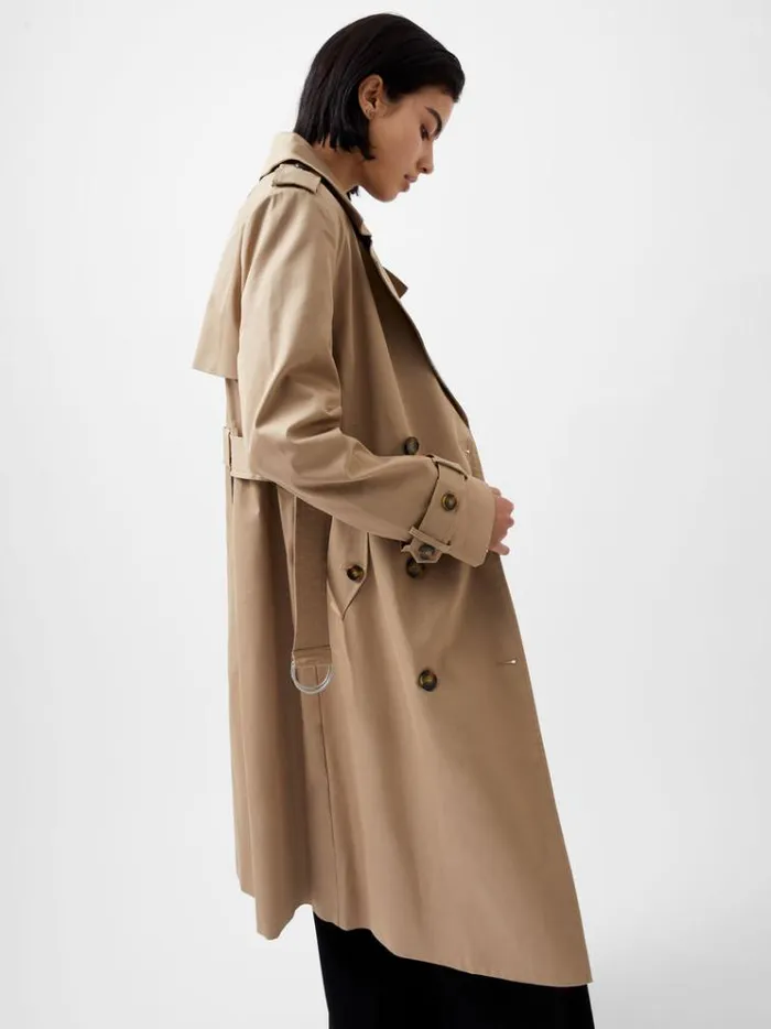 French Connection Coats and Jackets Coco Twill Trench Coat Autumn Camel 8211 Woman