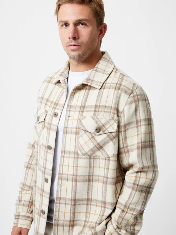 French Connection Coats and Jackets Flannel Jacket Stone 8211 Man