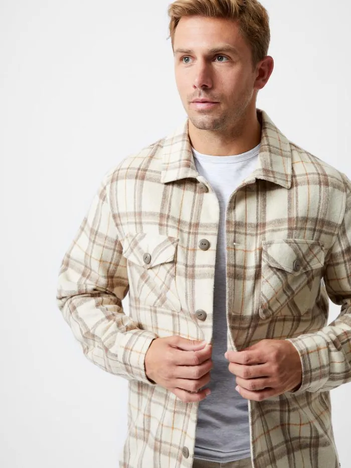 French Connection Coats and Jackets Flannel Jacket Stone 8211 Man