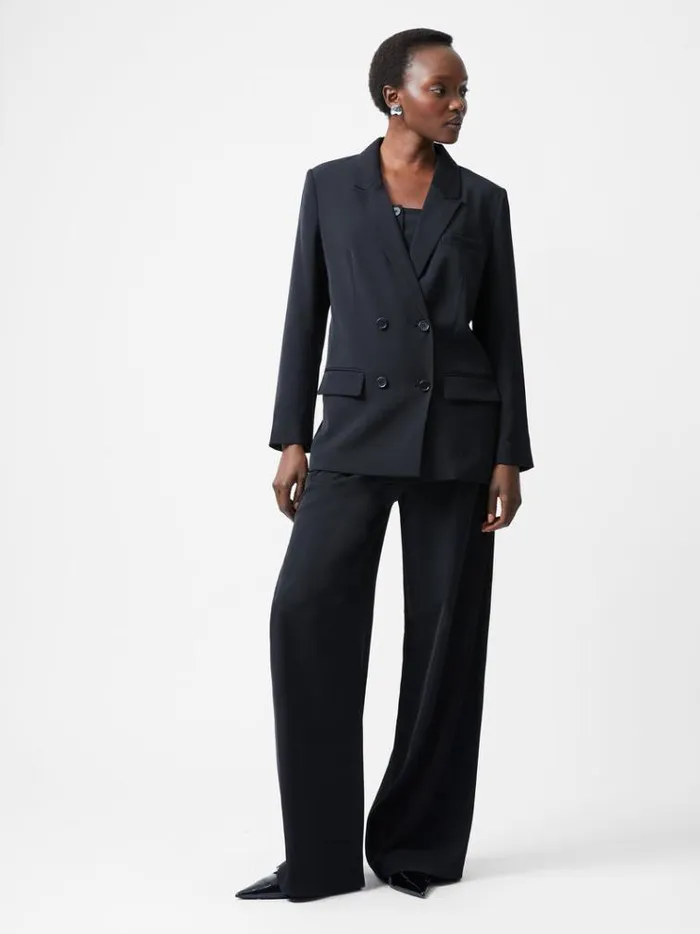 French Connection Coats and Jackets Harrie Suiting Double Breasted Blazer Blackout 8211 Woman