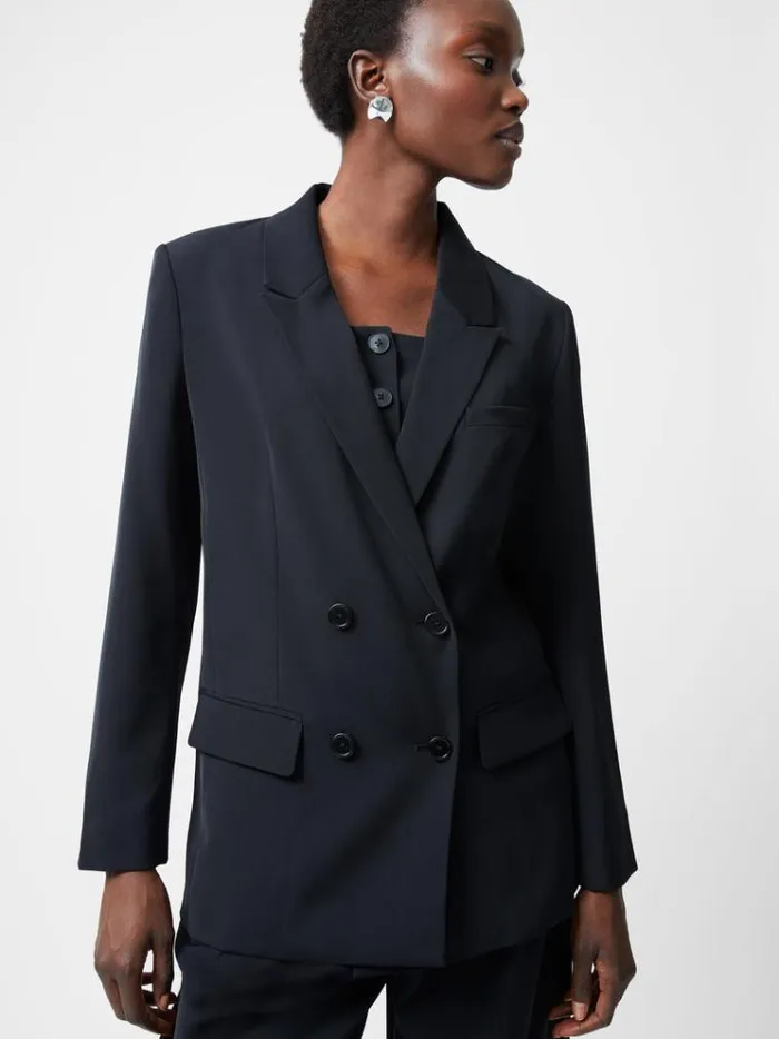 French Connection Coats and Jackets Harrie Suiting Double Breasted Blazer Blackout 8211 Woman