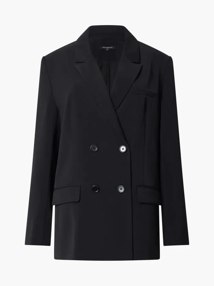 French Connection Coats and Jackets Harrie Suiting Double Breasted Blazer Blackout 8211 Woman