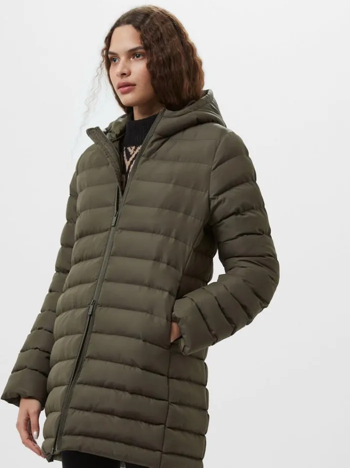 French Connection Coats and Jackets Hooded Puffer Coat Khaki 8211 Woman