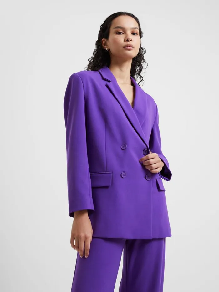 French Connection Coats and Jackets Whisper Double Breasted Blazer Cobalt Violet 8211 Woman