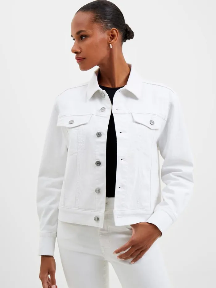 French Connection Coats and Jackets White Denim Stretch Trucker Jacket White 8211 Woman