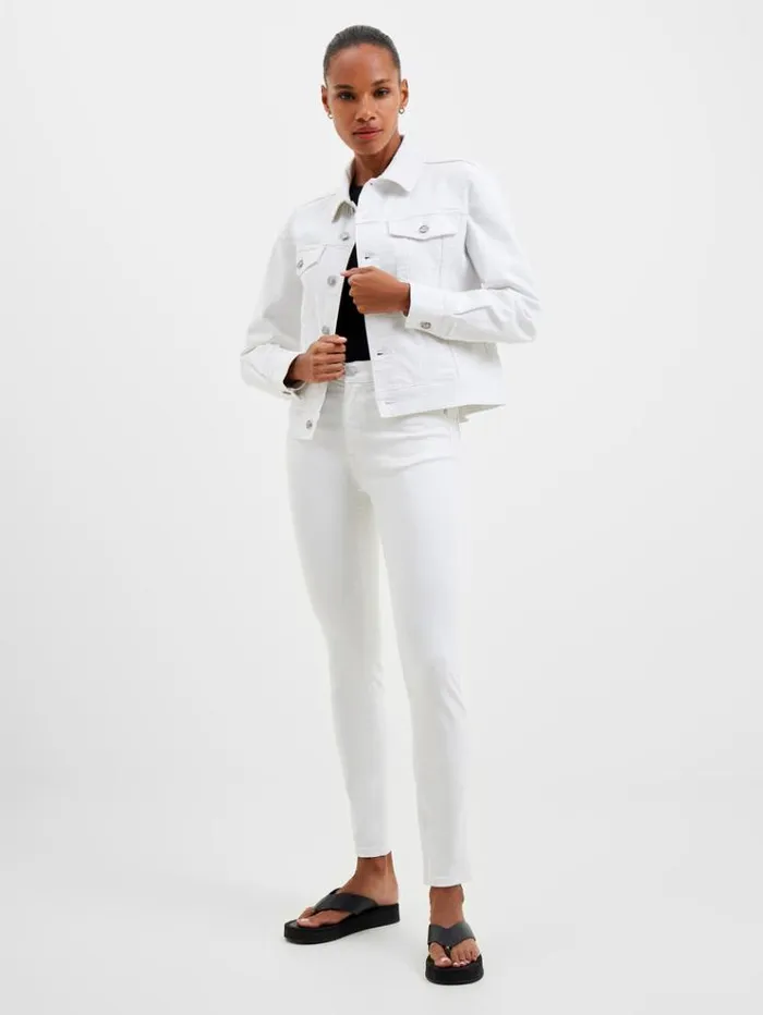 French Connection Coats and Jackets White Denim Stretch Trucker Jacket White 8211 Woman
