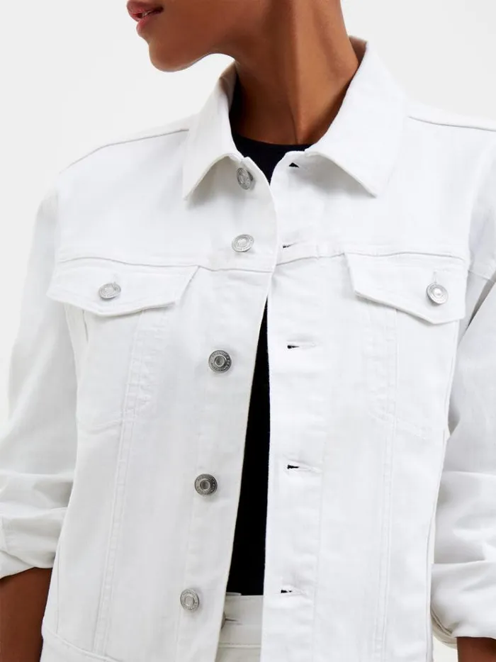 French Connection Coats and Jackets White Denim Stretch Trucker Jacket White 8211 Woman