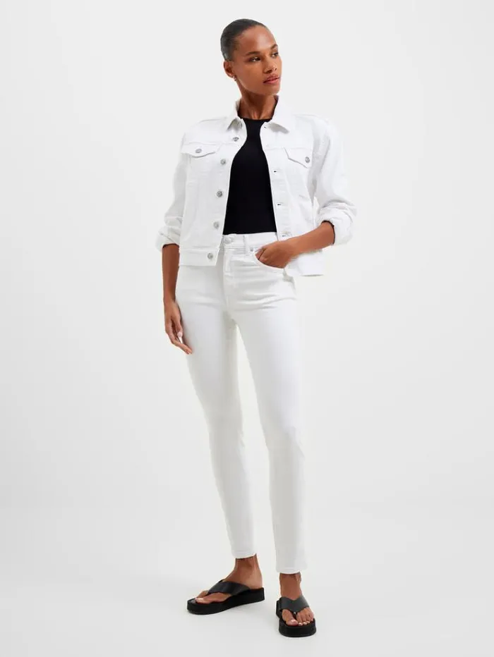 French Connection Coats and Jackets White Denim Stretch Trucker Jacket White 8211 Woman