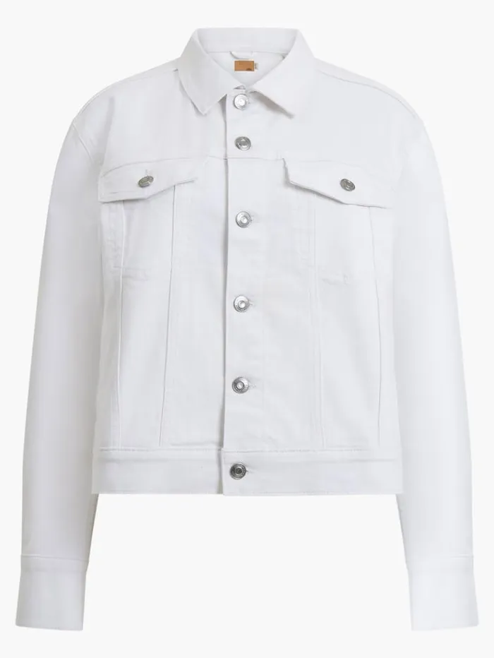 French Connection Coats and Jackets White Denim Stretch Trucker Jacket White 8211 Woman