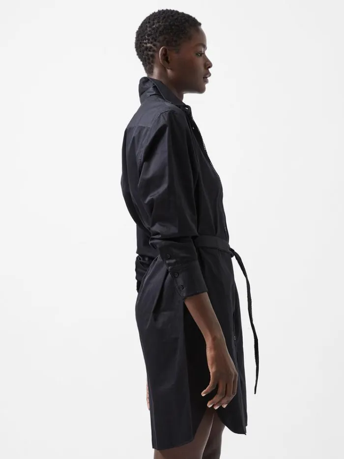 French Connection Dresses Alexis Long Sleeve Shirt Dress Blackout 8211 Woman