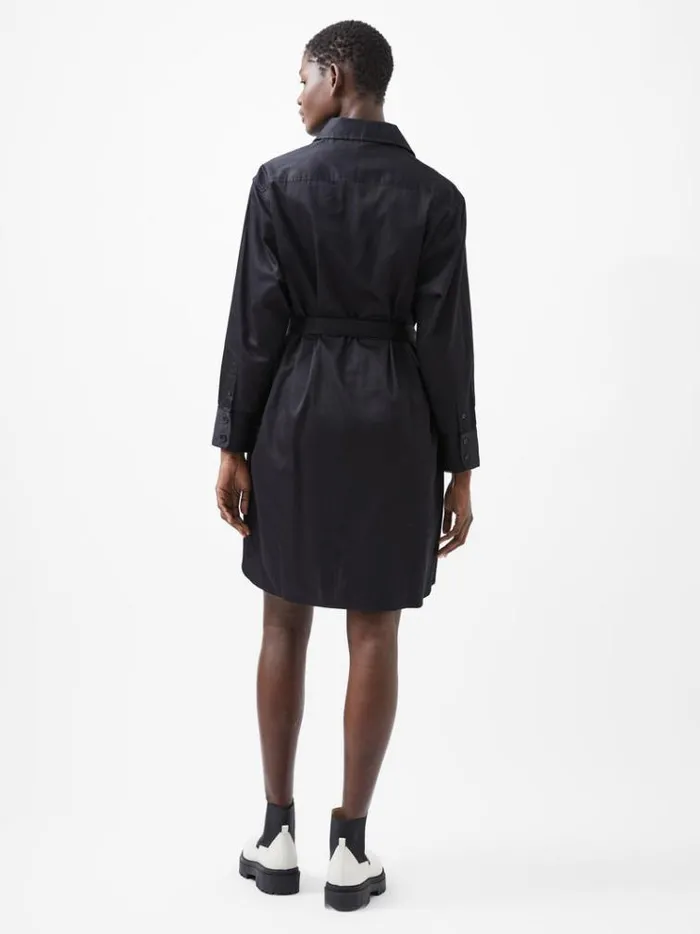 French Connection Dresses Alexis Long Sleeve Shirt Dress Blackout 8211 Woman