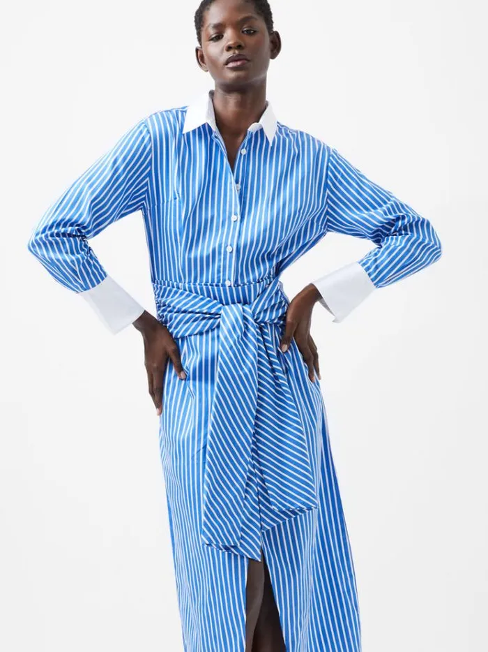 French Connection Dresses Alexis Shirt Dress Whiteblue 8211 Woman