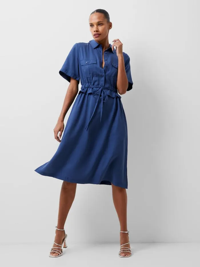 French Connection Dresses Arielle Shirt Dress Midnight Blue 8211 Woman