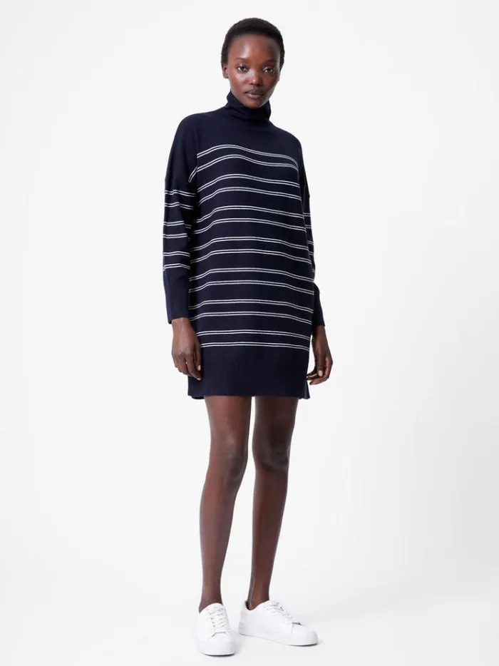 French Connection Dresses Babysoft Striped Roll Neck Mini Dress Dk Navywinter White 8211 Woman French Connection Dresses Babysoft Striped Roll Neck Mini Dress Dk Navywinter White 8211 Woman